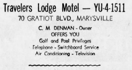 Clair Inn (Travelers Lodge, Travelers Lodge) - June 1958 Ad (newer photo)